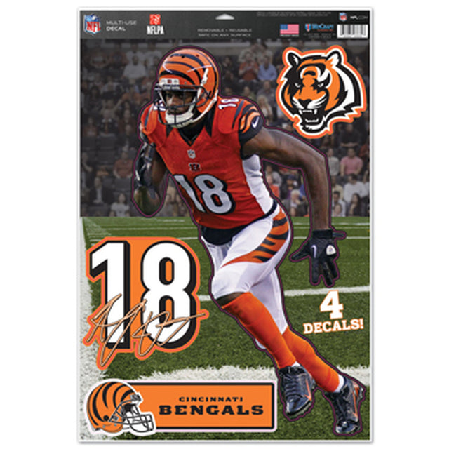 Calcomanía verde AJ de Cincinnati Bengals de 11 x 17 pulgadas, multiuso