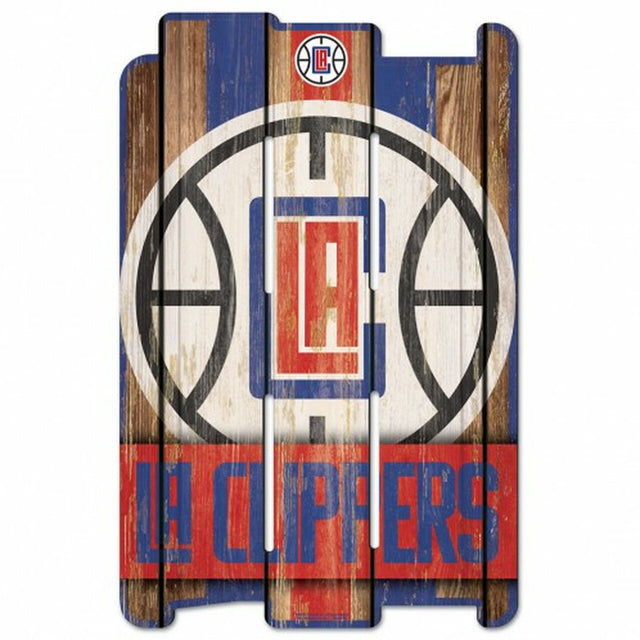 Letrero de madera estilo valla de Los Angeles Clippers de 11 x 17 pulgadas