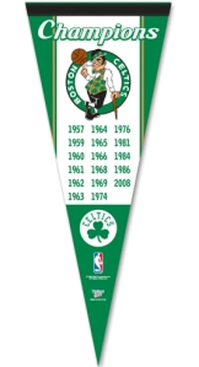 Banderín de los Boston Celtics de 12 x 30, estilo premium, diseño de 17 veces campeón