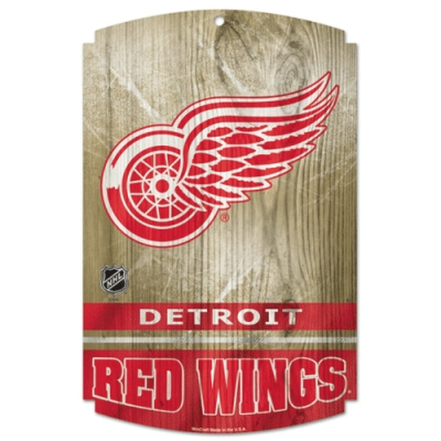 Letrero de madera de los Detroit Red Wings: 11" x 17"