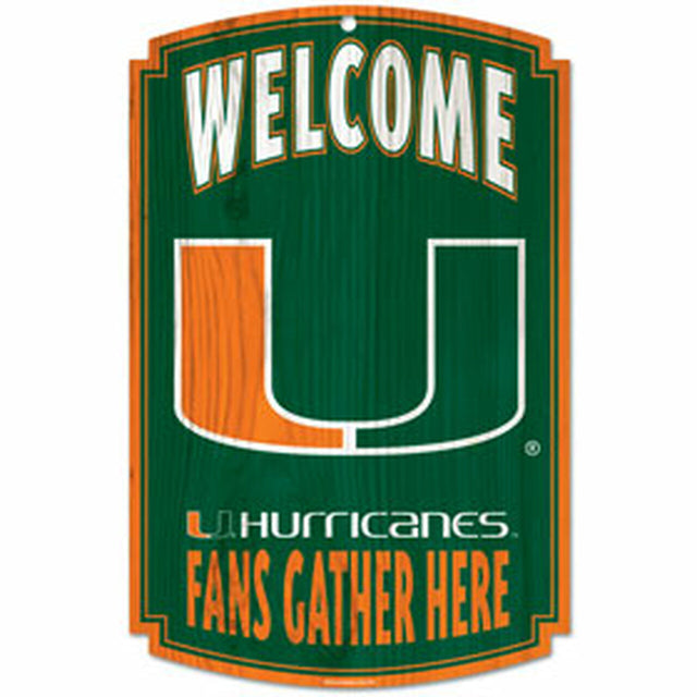 Letrero de madera de los Miami Hurricanes: 11" x 17"
