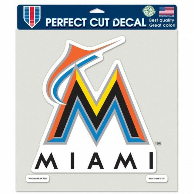 Calcomanía de los Miami Marlins, 8 x 8, color, nuevo logotipo