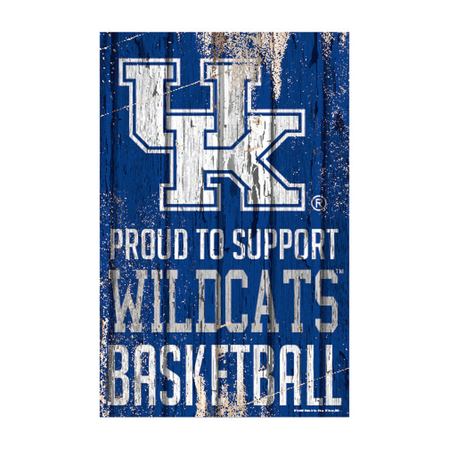 Letrero de madera de Kentucky Wildcats de 11 x 17 pulgadas Orgulloso de apoyar el diseño