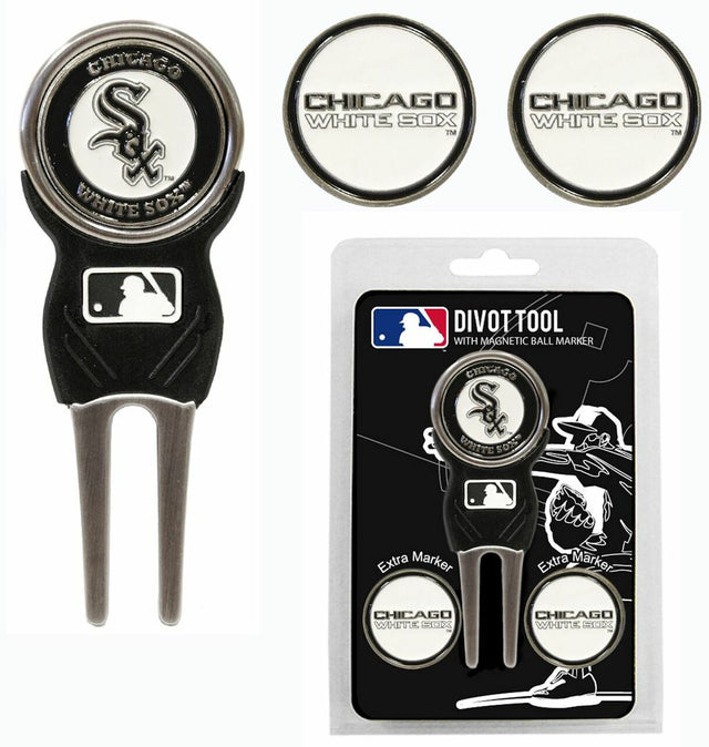 Herramienta para marcar hoyos de golf de los Chicago White Sox con 3 marcadores