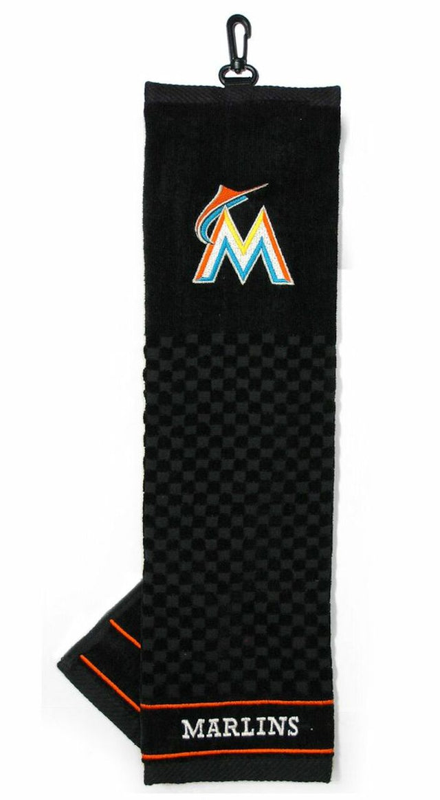 Toalla de golf bordada de los Miami Marlins de 16" x 22"