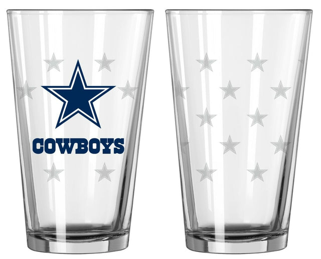 Juego de vasos de pinta con grabado satinado de los Dallas Cowboys