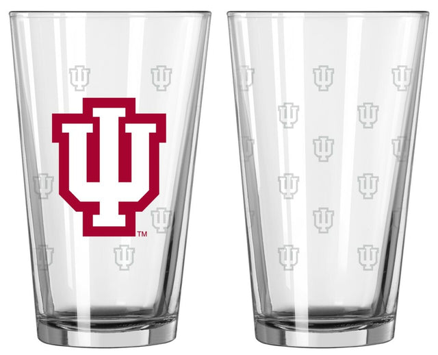 Juego de vasos de pinta con grabado satinado de Indiana Hoosiers