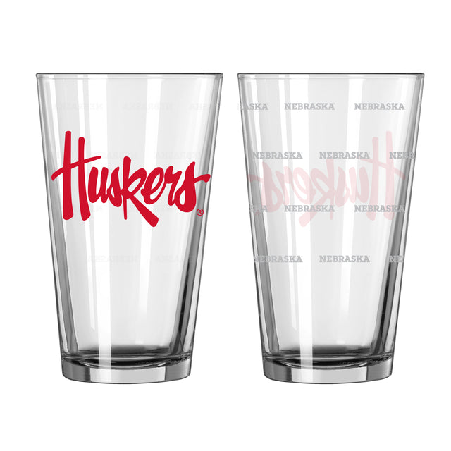 Juego de vasos de pinta con grabado satinado de los Nebraska Cornhuskers