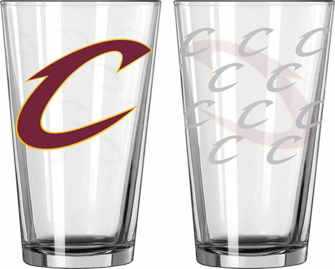 Cleveland Cavaliers Glass Pint Satin Etch 2 Piece Set - Special Order