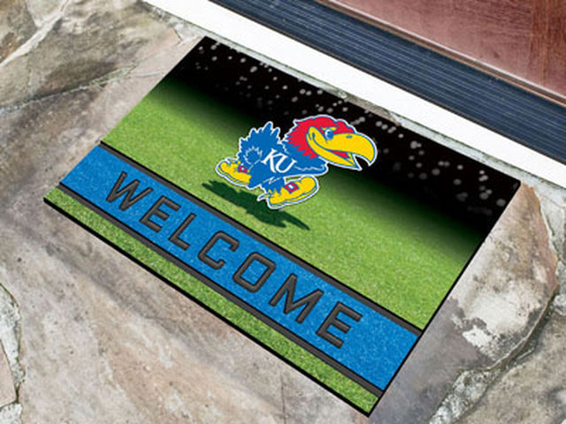 Felpudo de goma granulada de 18 x 30 pulgadas de Kansas Jayhawks