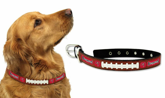 Collar de cuero para mascota de los Tampa Bay Buccaneers, clásico, de fútbol, tamaño mediano, logotipo rojo