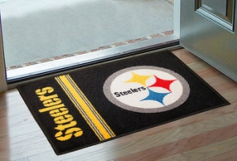 ~Pittsburgh Steelers Rug - Starter Style, Logo/Stripes Design - Special Order~ backorder