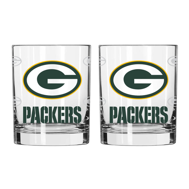 Green Bay Packers Glass - Rocks Style - Satin Etch - 14 oz