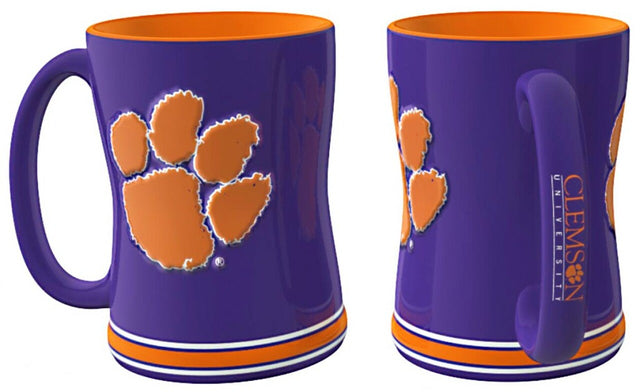 Taza de café de los Clemson Tigers, 14 oz, relieve esculpido