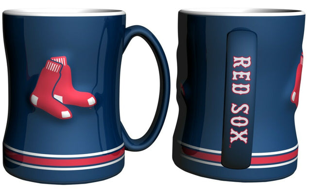 Boston Red Sox Coffee Mug - 14oz Sculpted Relief - Blue
