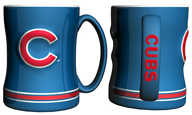 Taza de café de los Chicago Cubs, 14 oz, relieve esculpido