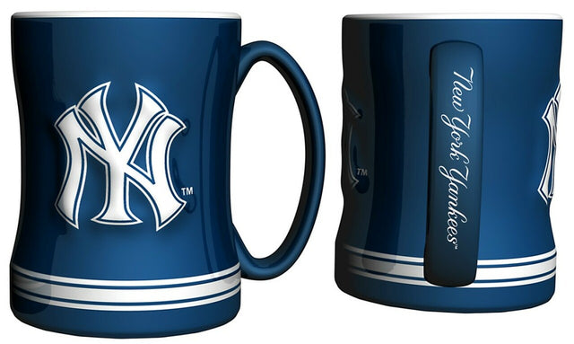 Taza de café de los New York Yankees - Relieve esculpido de 14 oz - Azul