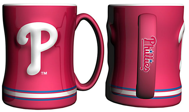 Taza de café de los Philadelphia Phillies, 14 oz, relieve esculpido