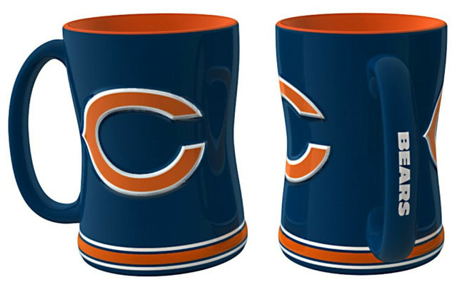 Taza de café de los Chicago Bears, 14 oz, relieve esculpido, color azul