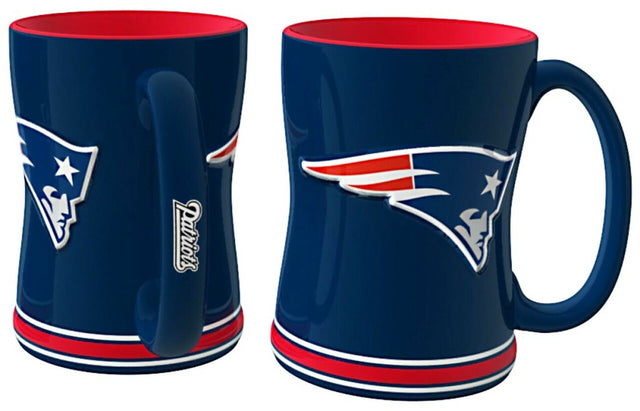 Taza de café de los New England Patriots, relieve esculpido de 14 oz
