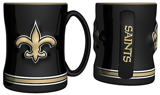 Taza de café de los New Orleans Saints, 14 oz, relieve esculpido