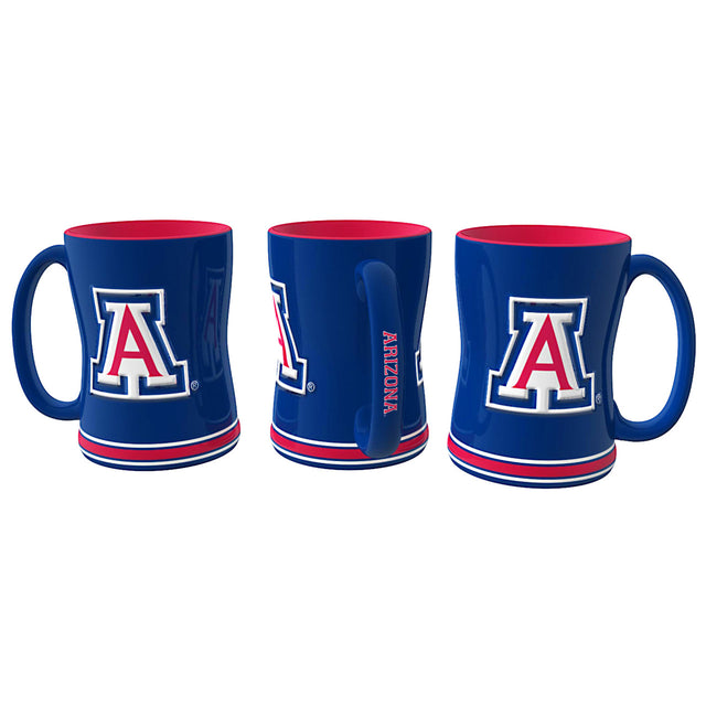 Taza de café de Arizona Wildcats de 14 oz con relieve esculpido