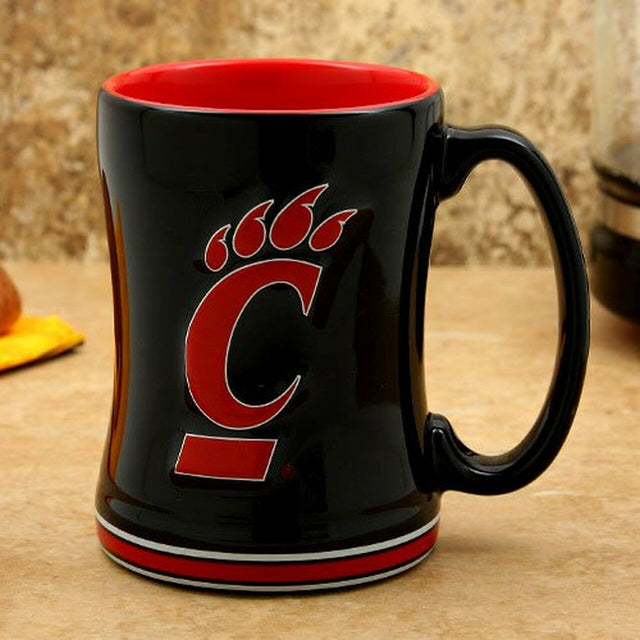 Taza de café de los Cincinnati Bearcats de 14 oz con relieve esculpido
