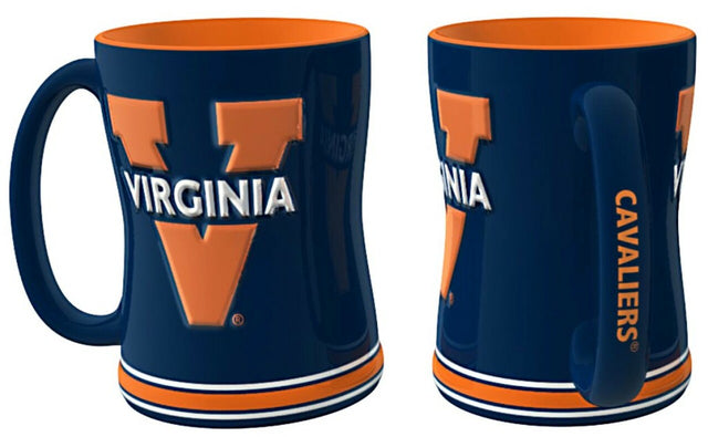 Taza de café de los Virginia Cavaliers, 14 oz, relieve esculpido