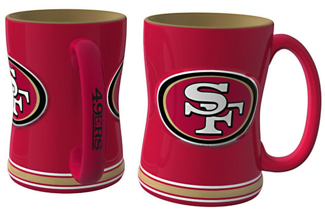 Taza de café de los San Francisco 49ers, 14 oz, relieve esculpido