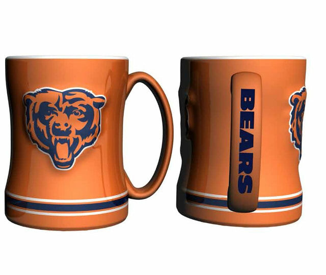 Taza de café de los Chicago Bears, 14 oz, relieve esculpido, color naranja