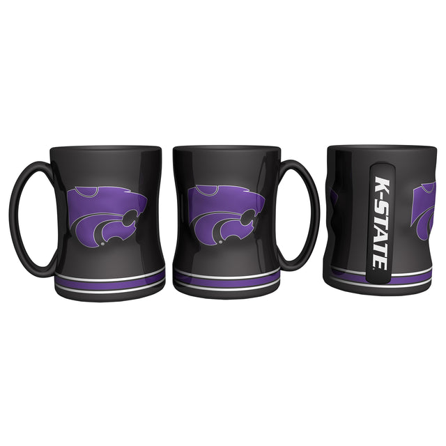 Taza de café de Kansas State Wildcats de 14 oz con relieve esculpido