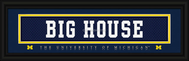 Impresión de eslogan de uniforme cosido de los Wolverines de Michigan - BIG HOUSE