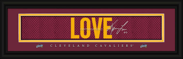 Impresión de Kevin Love de los Cleveland Cavaliers: firma de 8" x 24"