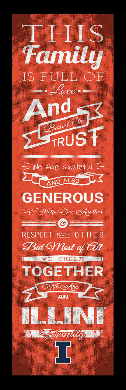Impresión de porras de la familia Illini Fighting de Illinois, 8 x 24 pulgadas