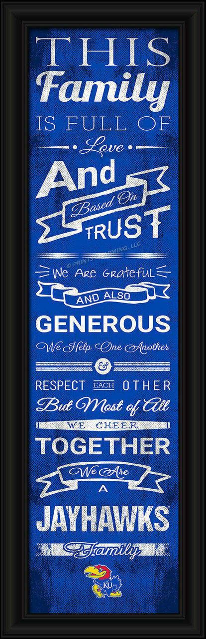 Kansas Jayhawks Family Cheer Print 8"x24"