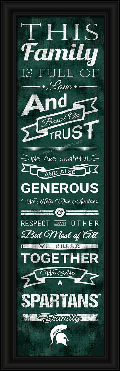 Impresión de la familia de porristas de los Spartans de Michigan State, 8" x 24"