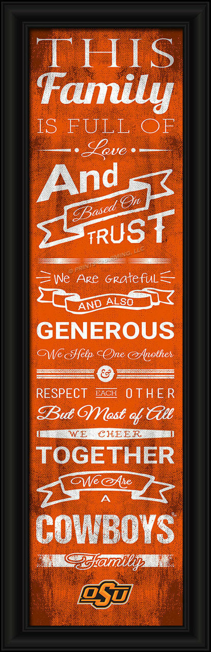 Impresión de porristas familiares de los Oklahoma State Cowboys, 8 x 24 pulgadas