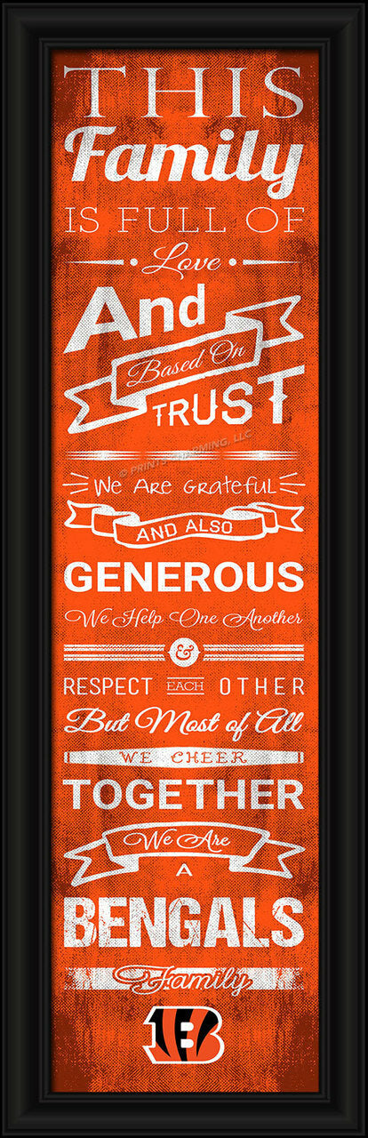 Impresión de porristas familiares de Cincinnati Bengals de 8" x 24"