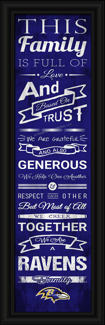 Impresión de porristas familiares de los Baltimore Ravens, 8 x 24 pulgadas
