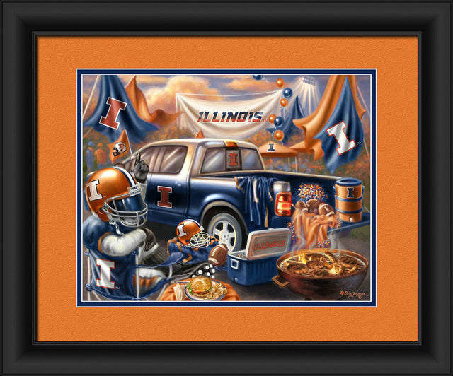 Impresión de la puerta trasera de Illinois Fighting Illini de 15" x 18"