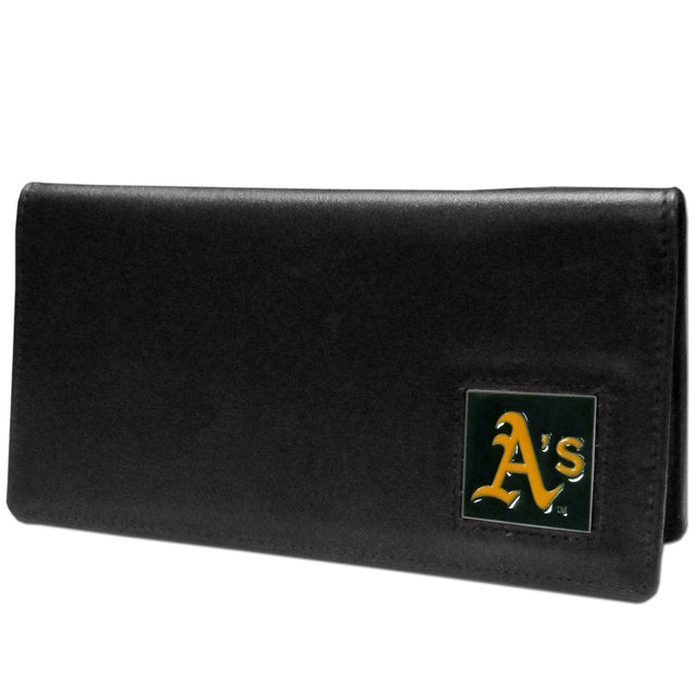 Funda de cuero para chequera de Oakland Athletics CO