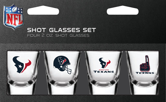 Vaso de chupito de los Houston Texans, 2 onzas, paquete de 4