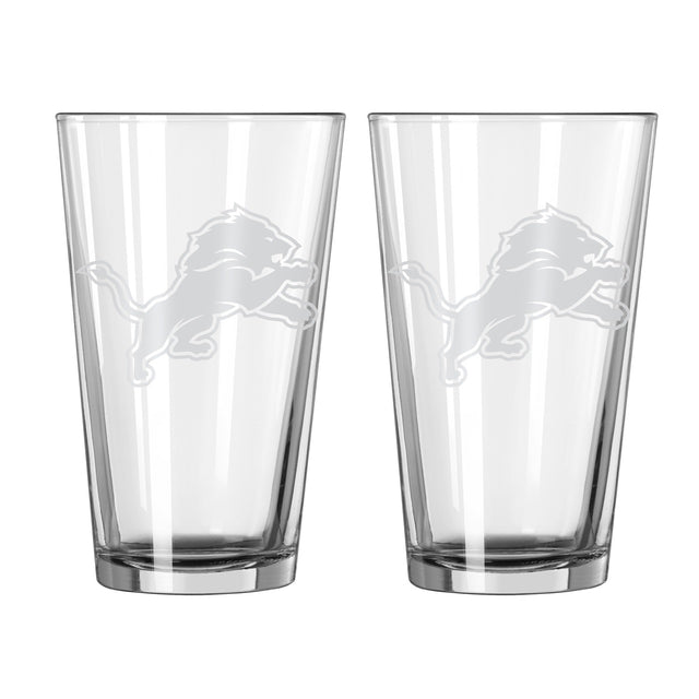 Juego de 2 vasos de pinta de vidrio con diseño escarchado de los Detroit Lions