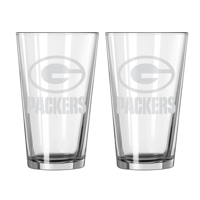 Juego de 2 vasos de cerveza de vidrio con diseño de escarcha de los Green Bay Packers