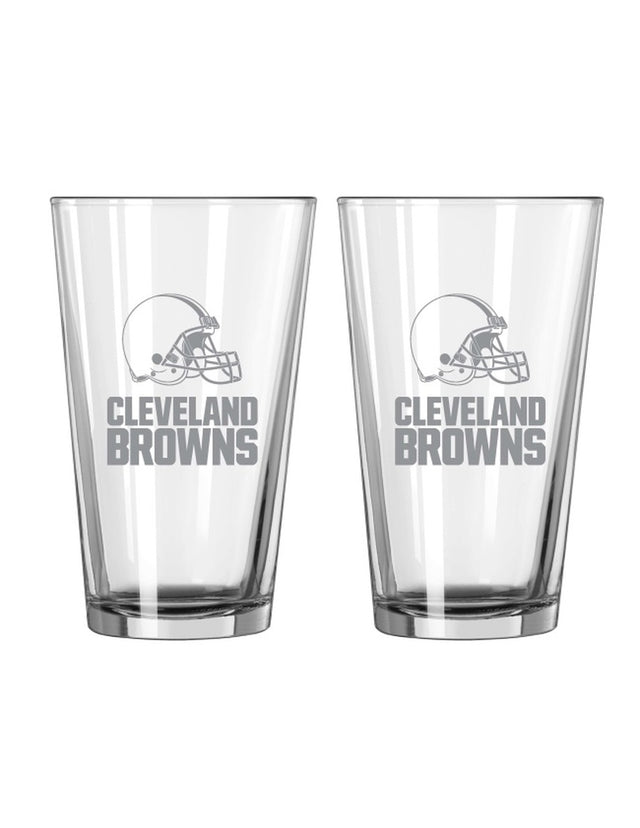 Juego de 2 vasos de cerveza de vidrio con diseño de escarcha de los Cleveland Browns