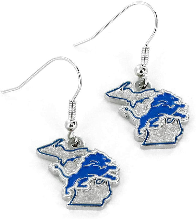 Pendientes de los Detroit Lions con diseño del estado