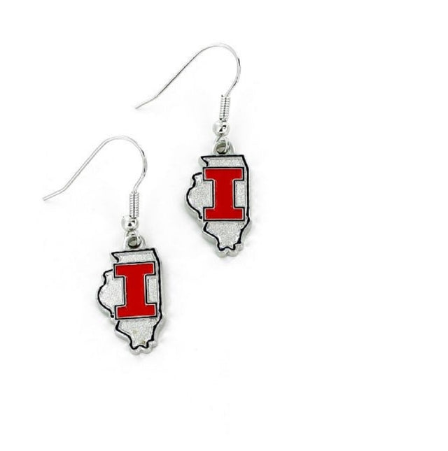 Illinois Fighting Illini Earrings State Design