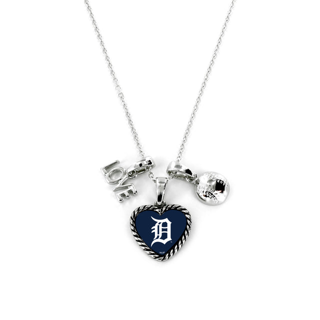 Collar con dije de los Tigres de Detroit con el mensaje "Amo el béisbol"