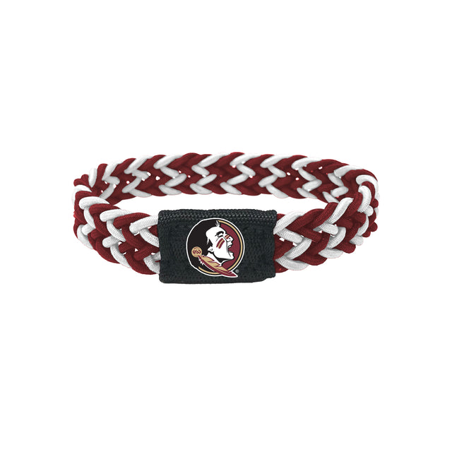 Pulsera trenzada de los Florida State Seminoles en color granate y blanco