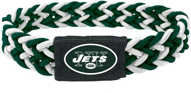Pulsera New York Jets trenzada verde oscuro y blanca